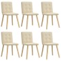 Sillas de comedor 6 unidades tela color crema