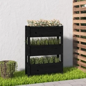 Solid black pine wood planter 77x25x104.5 cm by vidaXL, Pots and planters - Ref: Foro24-823938, Price: 92,96 €, Discount: %