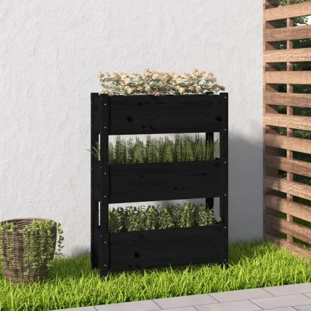 Solid black pine wood planter 77x25x104.5 cm by vidaXL, Pots and planters - Ref: Foro24-823938, Price: 97,57 €, Discount: %