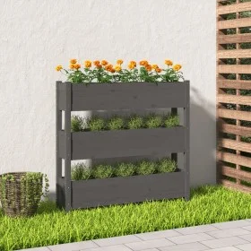 Solid gray pine wood planter 112x25x104.5 cm by vidaXL, Pots and planters - Ref: Foro24-823922, Price: 119,55 €, Discount: %