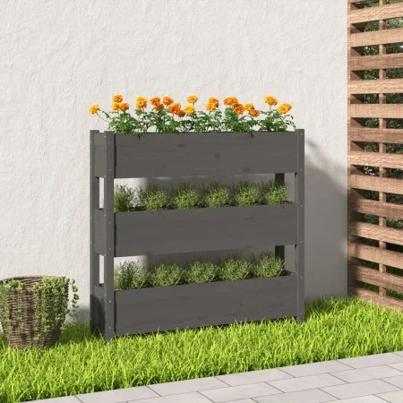 Solid gray pine wood planter 112x25x104.5 cm by vidaXL, Pots and planters - Ref: Foro24-823922, Price: 119,55 €, Discount: %