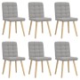 Sillas de comedor 6 uds tela gris nube