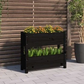 Pflanzgefäß aus massivem Kiefernholz schwarz 77x25x66 cm von vidaXL, Töpfe und Pflanzgefäße - Ref: Foro24-823945, Preis: 62,8...