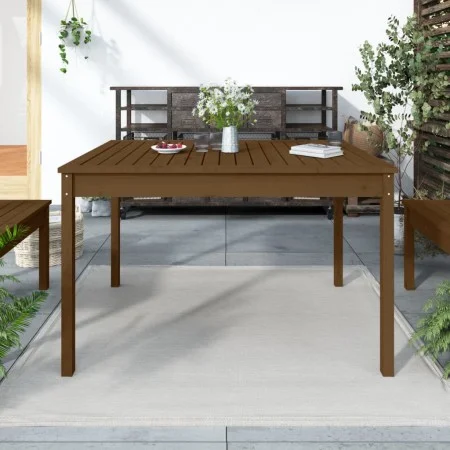 Solid pine wood garden table in honey brown color, 121x82.5x76 cm. by vidaXL, Garden tables - Ref: Foro24-823972, Price: 86,4...