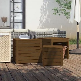 Garden box set 3 pieces solid pine wood gray brown honey by vidaXL, Outdoor storage boxes - Ref: Foro24-823958, Price: 134,73...