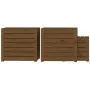 Set mit 3 Gartenkästen massives Kiefernholz grau braun honig von vidaXL, Aufbewahrungsboxen für den Außenbereich - Ref: Foro2...