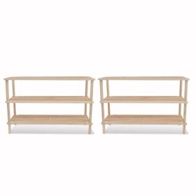Zapatero de 3 alturas 2 unidades madera maciza de abeto Zapatero de 3 alturas 2 unidades madera maciza de abeto