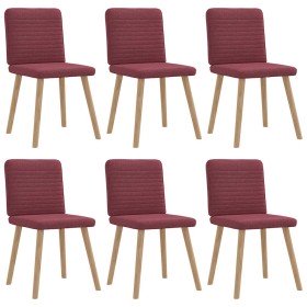 Sillas de comedor 6 unidades tela rojo tinto Sillas de comedor 6 unidades tela rojo tinto