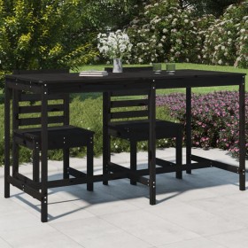 Mesa de jardín madera maciza de pino negra 203,5x90x110 cm