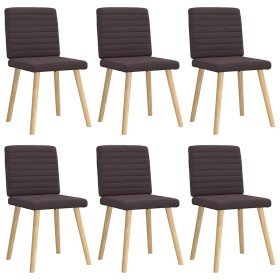 Sillas de comedor 6 unidades tela marrón oscuro Sillas de comedor 6 unidades tela marrón oscuro