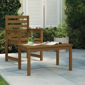 Garden table solid pine wood honey brown 82.5x50.5x45 cm by vidaXL, Garden tables - Ref: Foro24-824116, Price: 59,41 €, Disco...
