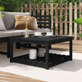 Mesa de jardín madera maciza pino negro 82,5x82,5x45 cm