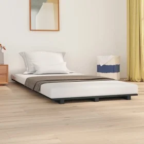 Solid gray pine wood bed frame 90x200 cm by vidaXL, Beds and slatted bases - Ref: Foro24-824550, Price: 94,14 €, Discount: %
