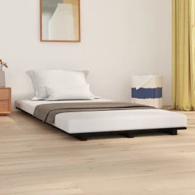 Solid black pine wood bed frame 100x200 cm by vidaXL, Beds and slatted bases - Ref: Foro24-824557, Price: 67,03 €, Discount: %