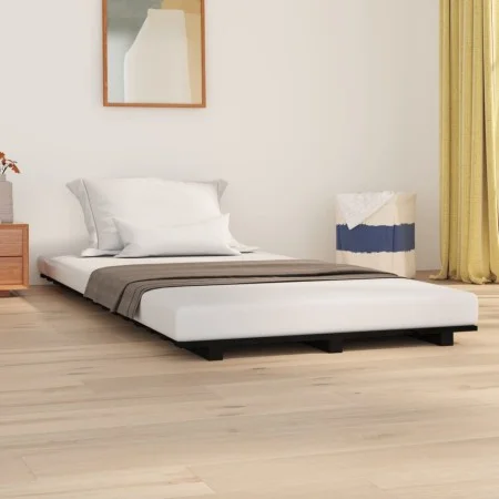 Bettgestell aus massivem schwarzem Kiefernholz, 100 x 200 cm von vidaXL, Betten und Lattenroste - Ref: Foro24-824557, Preis: ...