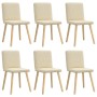 Sillas de comedor 6 unidades tela color crema