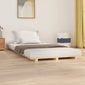 Solid pine wood bed frame 90x200 cm by vidaXL, Beds and slatted bases - Ref: Foro24-824548, Price: 66,38 €, Discount: %