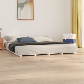 Estructura de cama de madera maciza de pino blanco 200x200 cm