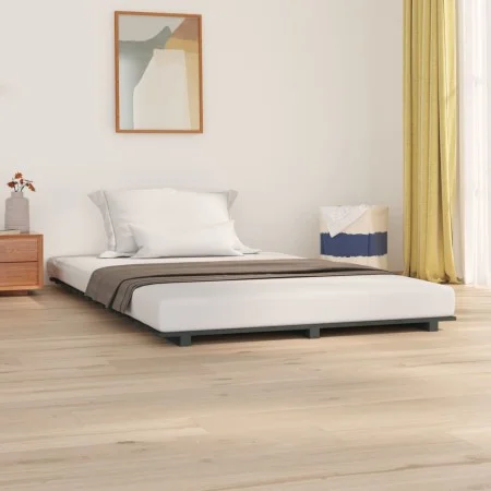 Solid gray pine wood bed frame 120x200 cm by vidaXL, Beds and slatted bases - Ref: Foro24-824565, Price: 143,29 €, Discount: %