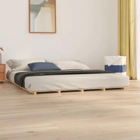 Solid pine wood bed frame 200x200 cm by vidaXL, Beds and slatted bases - Ref: Foro24-824558, Price: 125,16 €, Discount: %