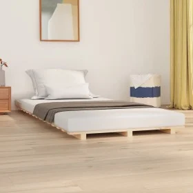 Solid pine wood bed frame 100x200 cm by vidaXL, Beds and slatted bases - Ref: Foro24-824553, Price: 69,31 €, Discount: %