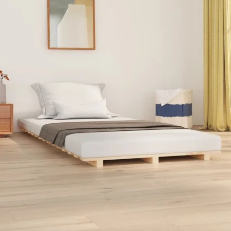 Estructura de cama madera maciza de pino 100x200 cm de vidaXL, Camas y somieres - Ref: Foro24-824553, Precio: 69,18 €, Descue...
