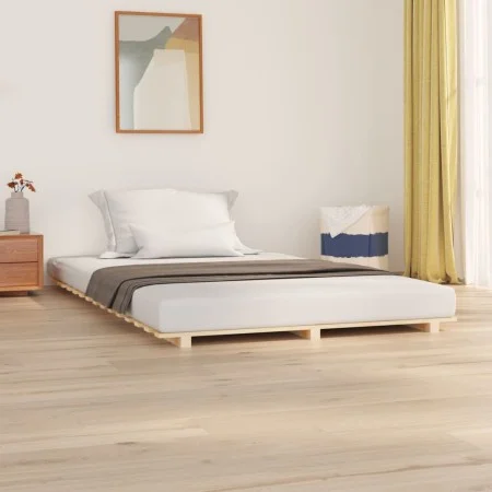 Solid pine wood bed frame 120x200 cm by vidaXL, Beds and slatted bases - Ref: Foro24-824563, Price: 84,54 €, Discount: %