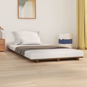 Estructura de cama madera maciza de pino marrón miel 75x190 cm