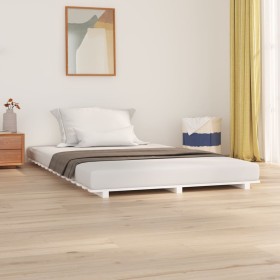 Estructura de cama de madera maciza de pino blanco 140x190 cm