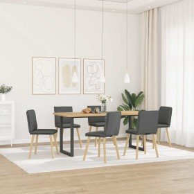 Sillas de comedor 6 unidades tela gris oscuro