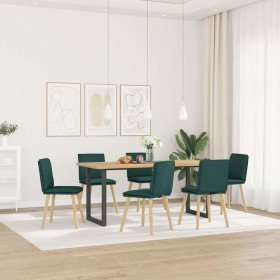 Sillas de comedor 6 unidades tela verde oscuro Sillas de comedor 6 unidades tela verde oscuro