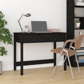 Solid black pine wood desk with drawers 100x50x78 cm by vidaXL, Desks - Ref: Foro24-824647, Price: 124,84 €, Discount: %
