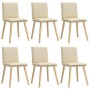 Sillas de comedor 6 unidades tela color crema