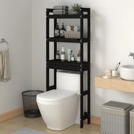 Bathroom shelf solid black pine wood 63x26x171 cm by vidaXL, Towel racks - Ref: Foro24-824662, Price: 85,96 €, Discount: %
