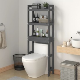 Badezimmerregal aus massivem, grauem Kiefernholz, 63 x 26 x 171 cm von vidaXL, Handtuchhalter - Ref: Foro24-824660, Preis: 75...