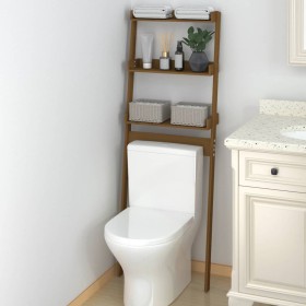 Estante de baño madera maciza pino marrón miel 63,5x32x179 cm