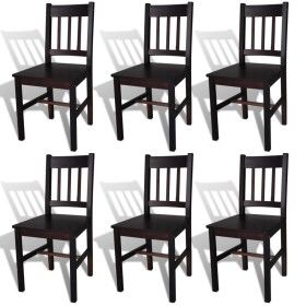 Sillas de comedor 6 unidades madera de pino marrón oscuro de vidaXL, Sillas de comedor - Ref: Foro24-271499, Precio: 278,17 €...