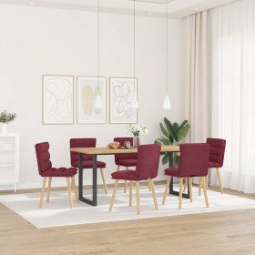 Sillas de comedor 6 unidades tela rojo tinto Sillas de comedor 6 unidades tela rojo tinto