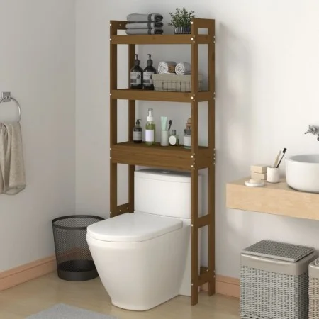 Honey brown solid pine wood bathroom shelf 63x26x171 cm by vidaXL, Towel racks - Ref: Foro24-824661, Price: 85,96 €, Discount: %