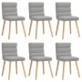 Sillas de comedor 6 uds tela gris nube