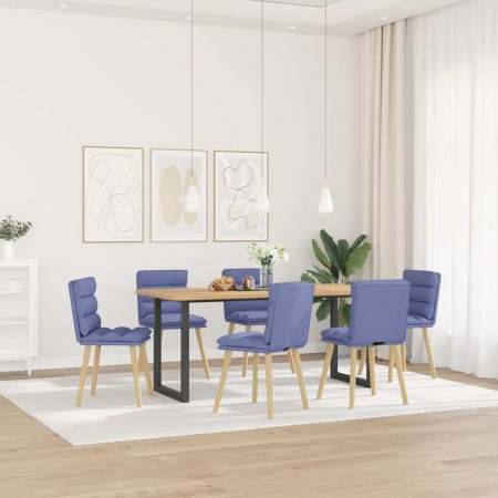 Sillas de comedor 6 uds tela azul jeans