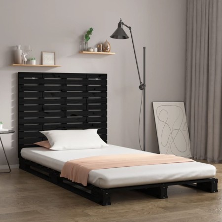 Wandbett-Kopfteil aus schwarzem Kiefernholz, 126 x 3 x 91,5 cm von vidaXL, Kopf- und Fußteile - Ref: Foro24-824682, Preis: 75...