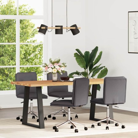 Sillas de comedor 4 unidades cuero sintético gris