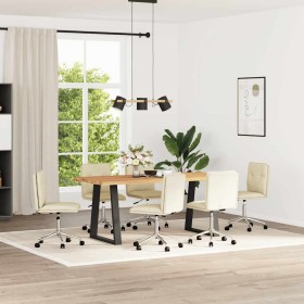 Sillas de comedor 6 unidades cuero sintético color crema