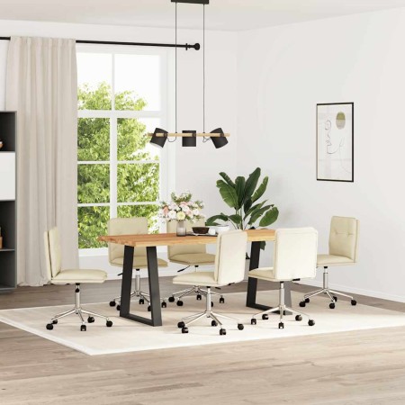 Sillas de comedor 6 unidades cuero sintético color crema