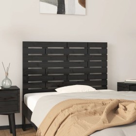 Cabecero de cama de pared madera maciza pino negro 106x3x63 cm
