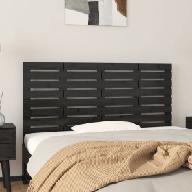 Cabecero de cama de pared madera maciza pino negro 126x3x63 cm