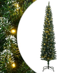 Árbol de Navidad artificial estrecho con 300 LEDs 210 cm