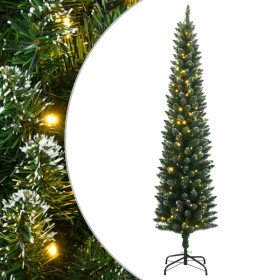Árbol de Navidad artificial estrecho con 300 LEDs 210 cm