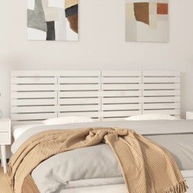 Cabecero de cama de pared madera maciza pino blanco 166x3x63 cm